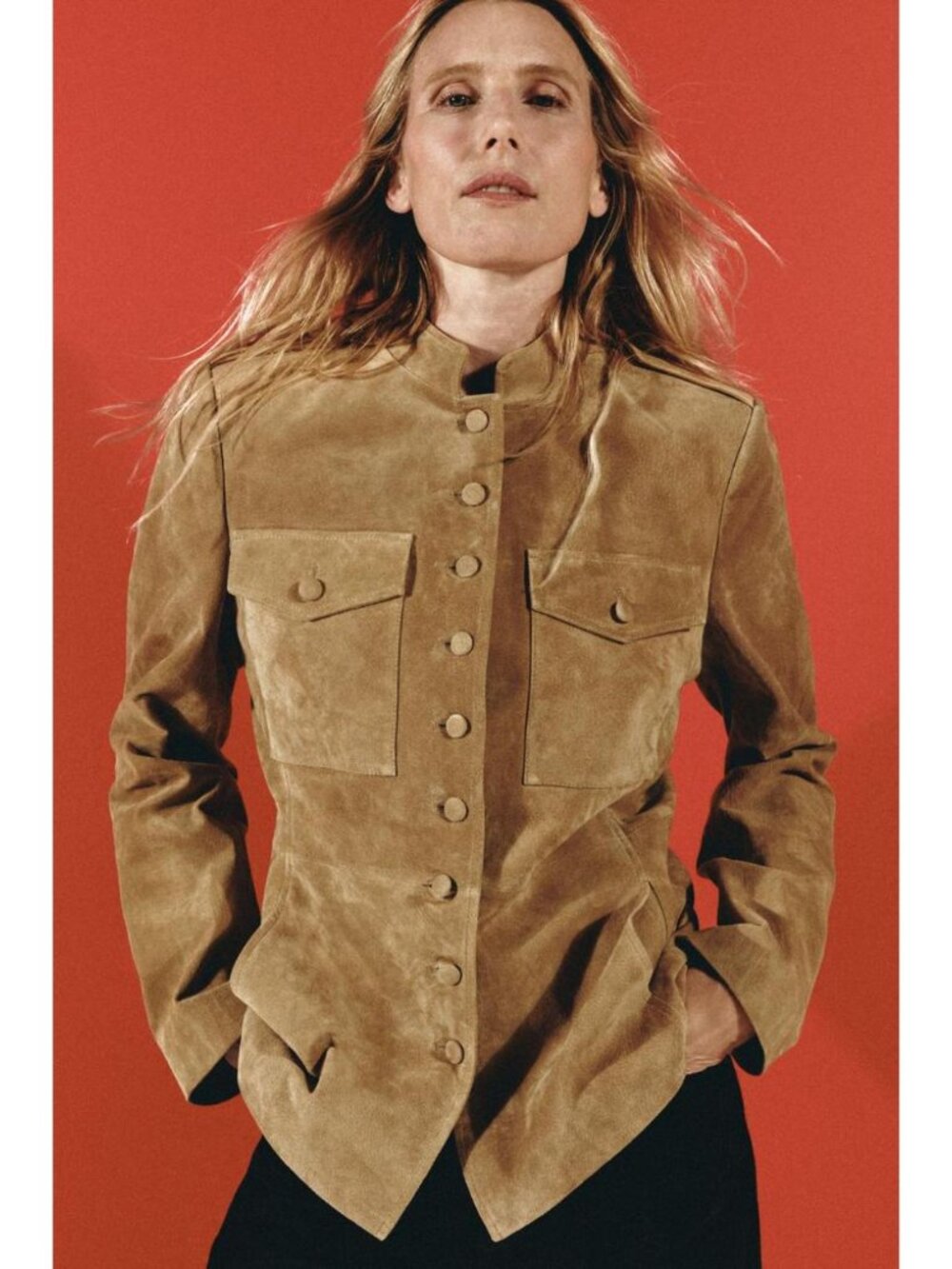 ZARA 100% LEATHER JACKET WITH COVERED BUTTONS 3046/261/704